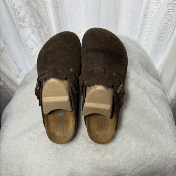 Birkenstock Boston Brown Suede Clogs - Picture 2 of 4